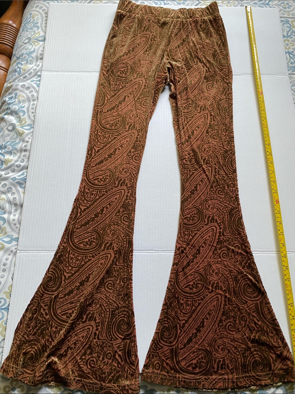 EARTHBOUND Brown Paisley Flared Wide-Leg stretchy pants